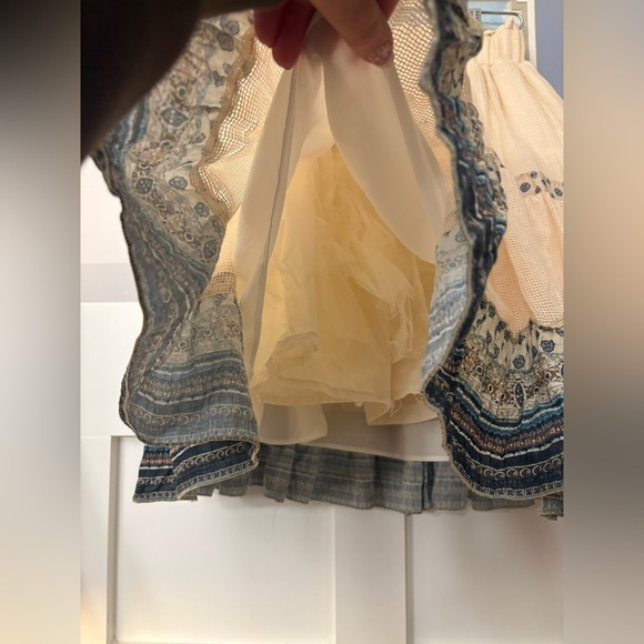 Vintage Fairy Core Bohemian Cream and Blue Patterned Skirt Size Small - Picture 7 of 8